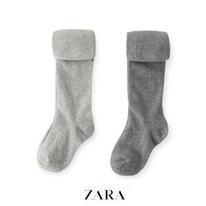 ZARA Kids, Gray, TWO-PACK OF PLAIN TIGHTS, 2-3 years